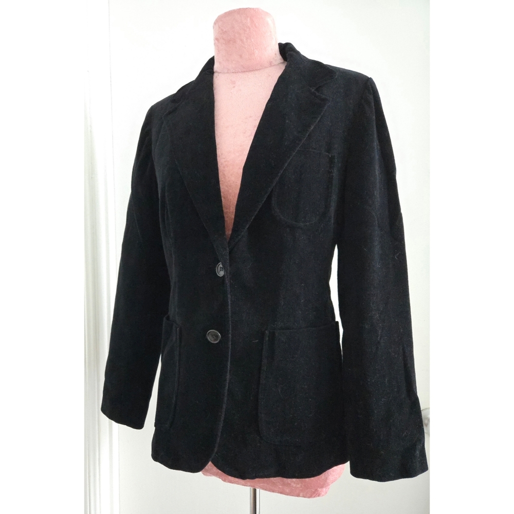 Black Velvet Vintage Barclay Square Goth Blazer Size 8